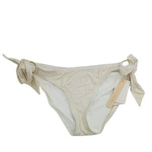 Gibson Latimer Bikini Bottom Cream Gold Tie Side Metal Hardware Womens Size M